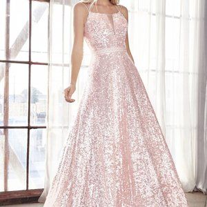 Blush Sequin Ball Wedding Gown Party Dress 518